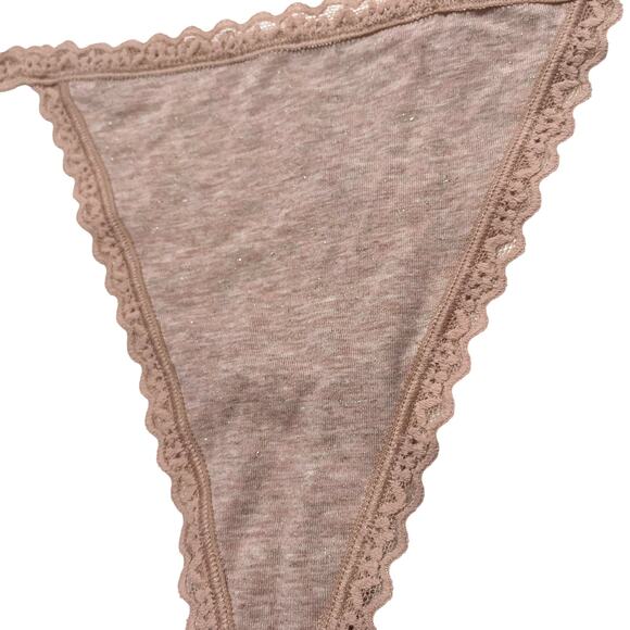 Victoria's Secret The Lacie Sparkle Glitter Lace-Trim V-String Pretty Blush XL - Picture 3 of 3